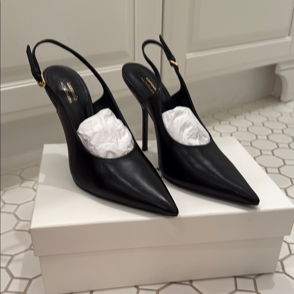 Yves Saint Laurent Black Slingback Heels - Picture 1 of 6